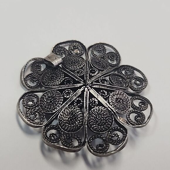 Antique Art Nouveau Intricate Silver Floral Brooch Tested As Silver - Picture 2 of 4